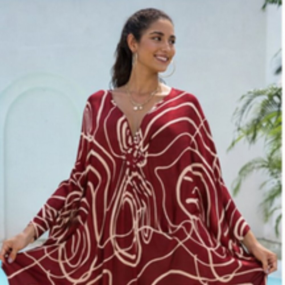 Flowy Boho Kaftan Maxi Dress | One Size | Beach, Lounge & Vacation Ready